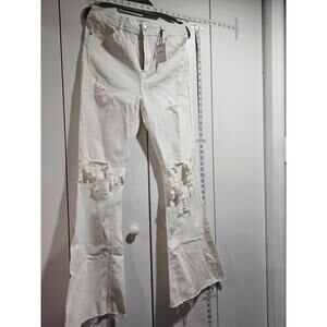 Forever 21 Slim Flare Jeans Women’s Size 28 Bleached Acid Wash Long Distressed